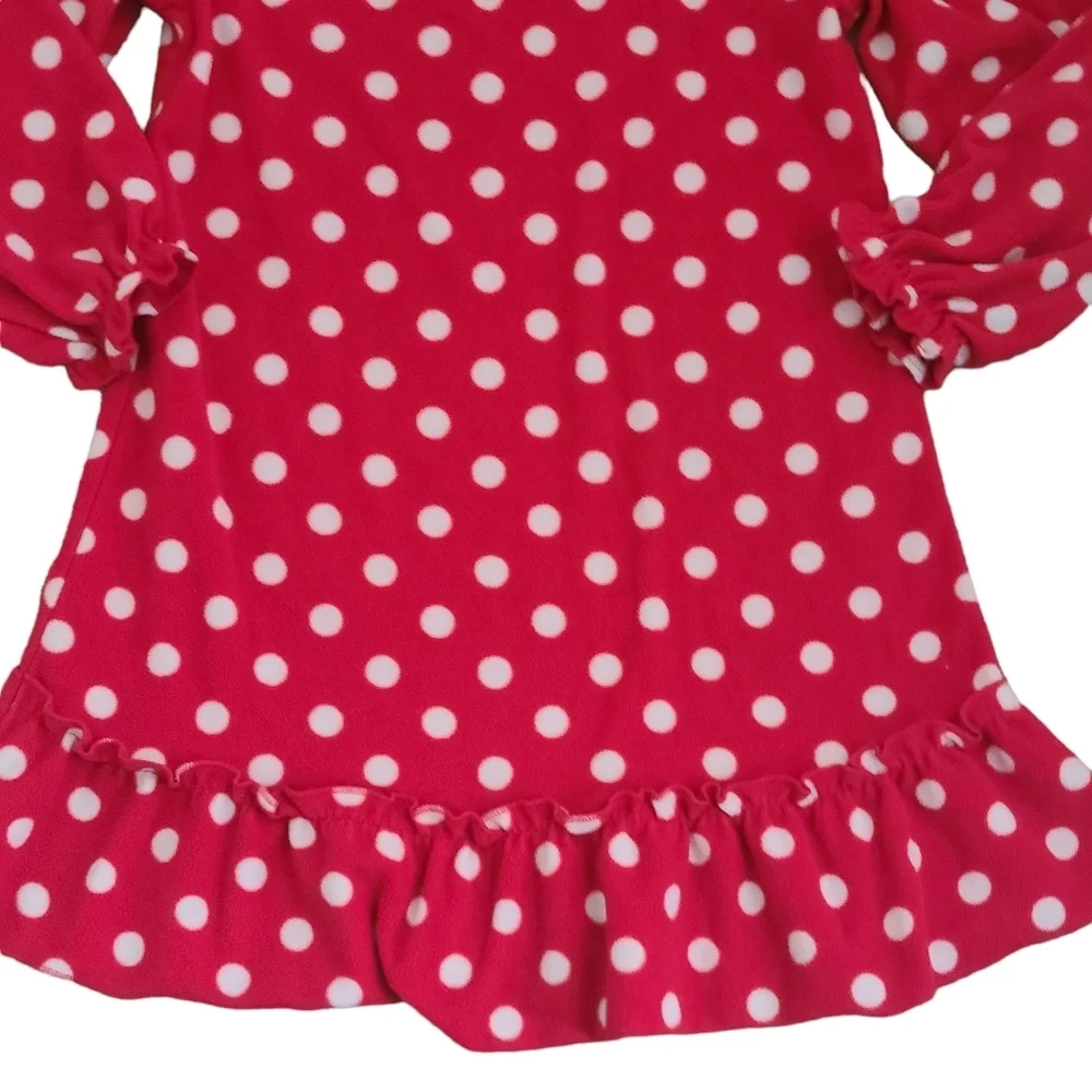 Carters Girls Sz 5T I Love Santa Red White Polka Dots Fleece Nightgown